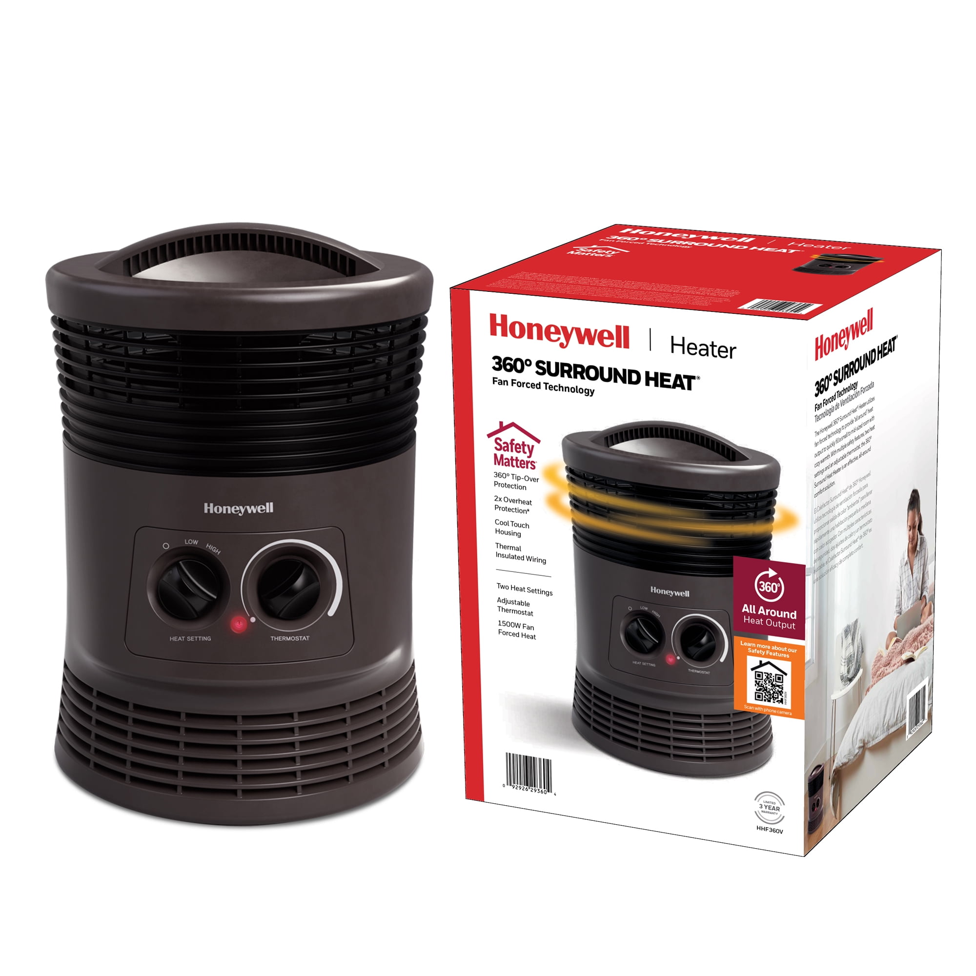 Honeywell, Space Heater, HHF360V, 360¬∞ Surround & Safety