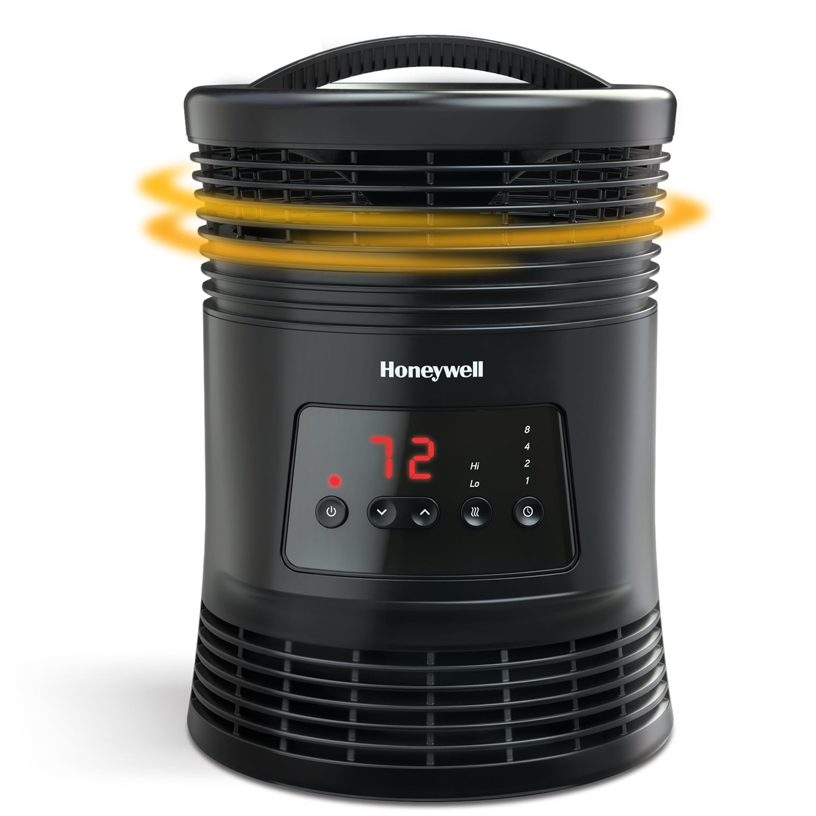 Compact Black Electric Heater with Thermostat and Automatic Shut-off