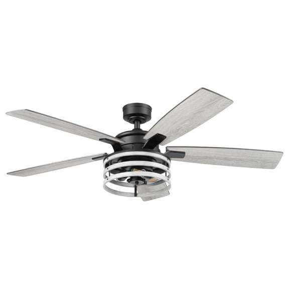 Honeywell Carnegie Ceiling Fan With Light, Quiet Motor, Remote, 52 in, Matte Black