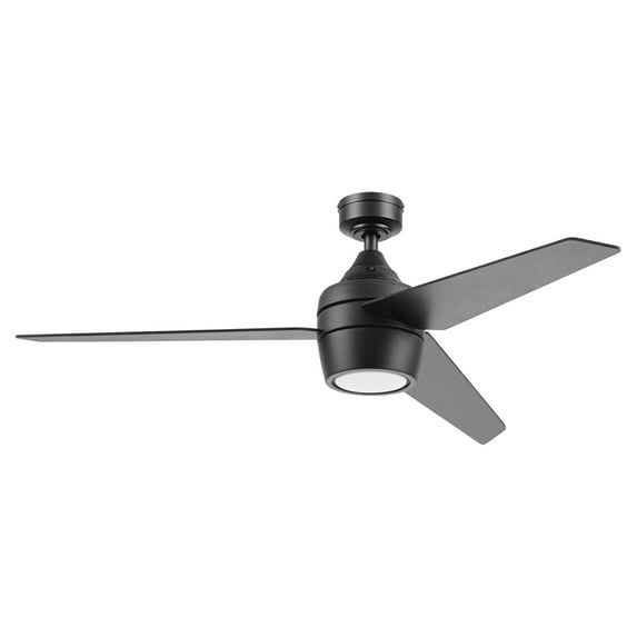 Honeywell 52" Indoor Ceiling Fan Light, Remote, 3 Blade, Dual Mount, Matte Black