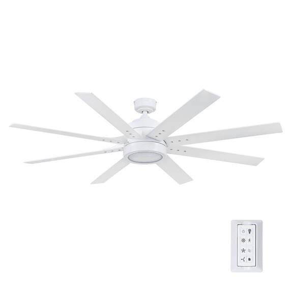 Honeywell 56" Xerxes Bright White Remote Control Ceiling Fan, 6 Blades