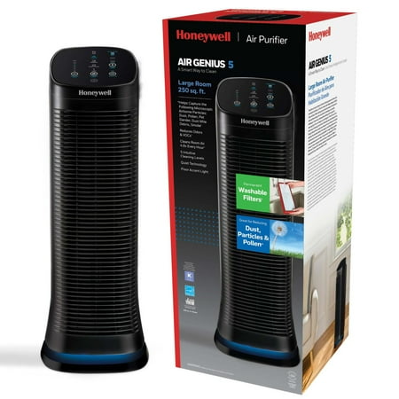 Honeywell - HFD320 Air Genius 5 Air Purifier with Permanent Filter Large Rooms - Black