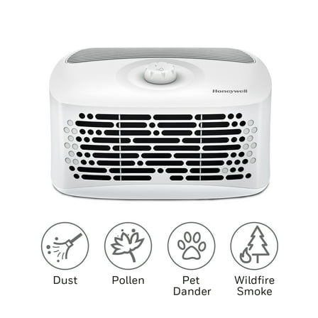 Honeywell Air Purifiers for Home, 465 Sq Ft, Tabletop, Reduces Dust, Pollen, Pet Dander, Odors, Compact Allergen Reducer, White HHT270