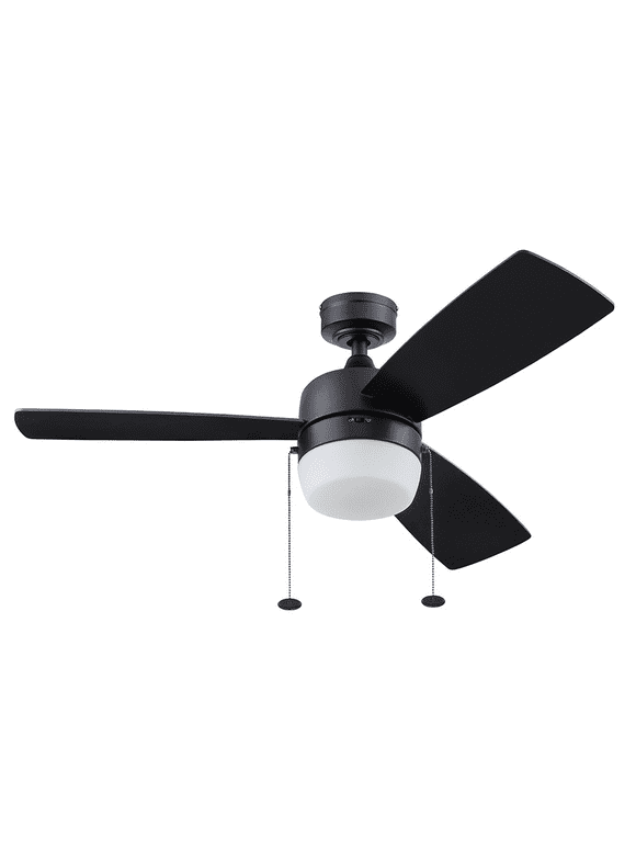 Honeywell Barcadero 44" Black Modern Ceiling Fan with 3 Blades, LED Light Kit, Pull Chains & Reverse Airflow