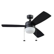 Honeywell Barcadero 44'' Black Modern LED Reversible Ceiling Fan with Pull Chains