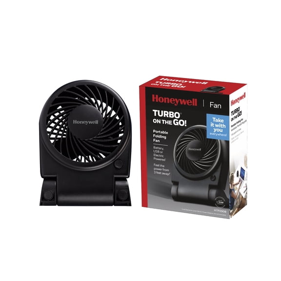 Honeywell Turbo On the Go Folding Personal Fan, Black, HTF090B