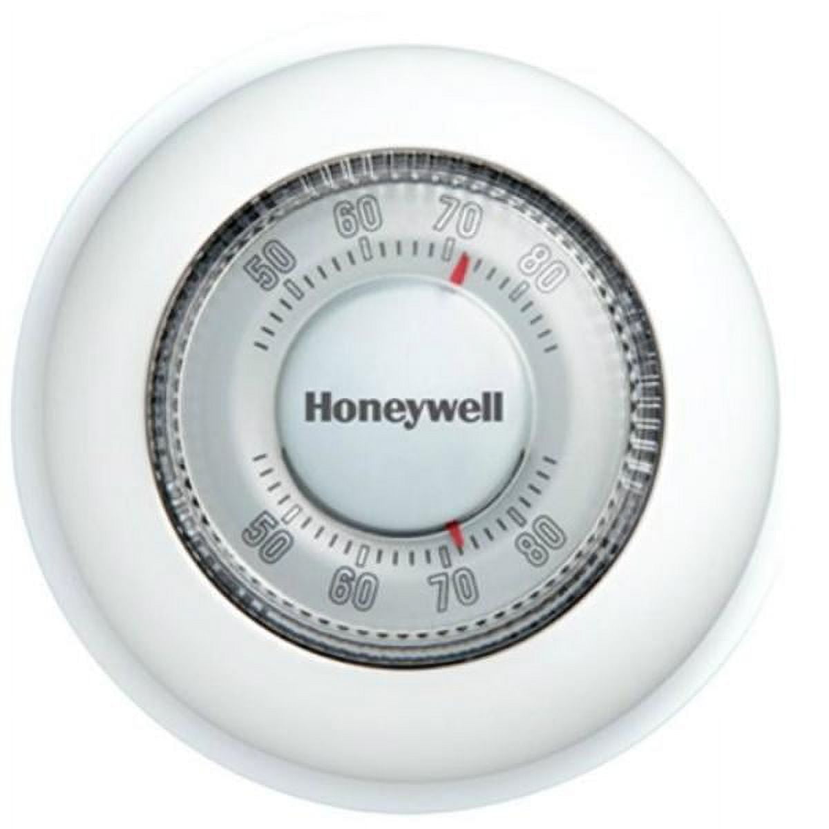 White Round Manual Heat Only Thermostat with Trim Plate
