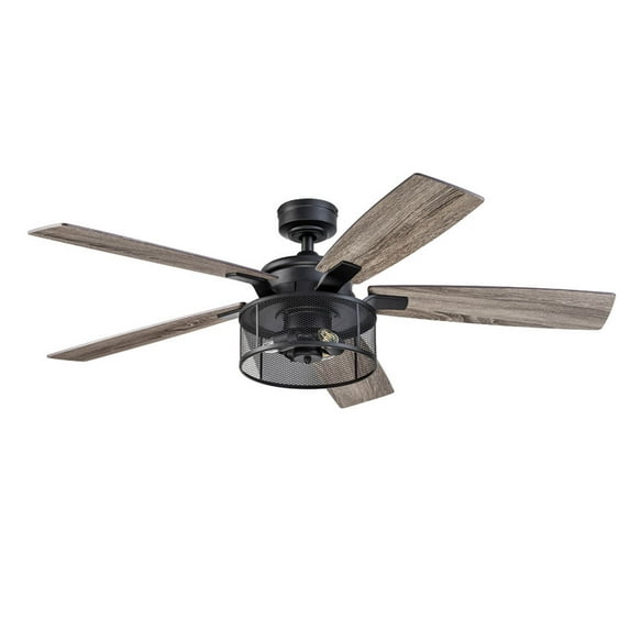 Honeywell Carnegie 52" Matte Black Ceiling Fan with Lights and Remote Control