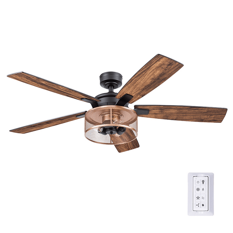 Honeywell Carnegie 52 Matte Black And Copper Ceiling Fan With Lights Remote Control Com