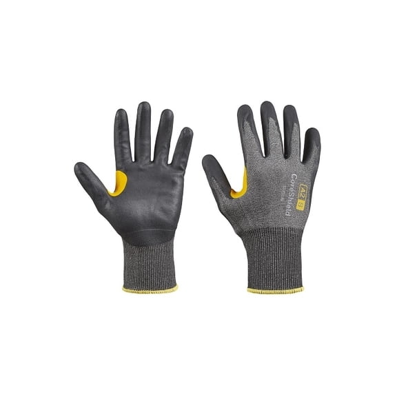 CoreShield A2/B Coated Cut Resistant Gloves, 9/L, HPPE Grey Liner, Nitrile Micro-Foam Black Coating, 18 ga