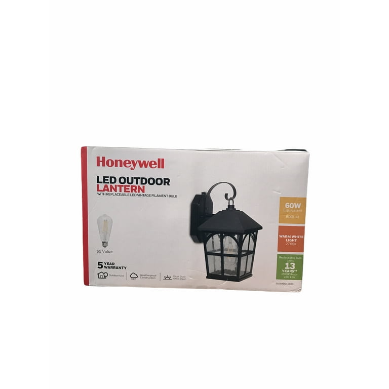Honeywell Decorative Square Wall Lantern with LED Vintage Filament