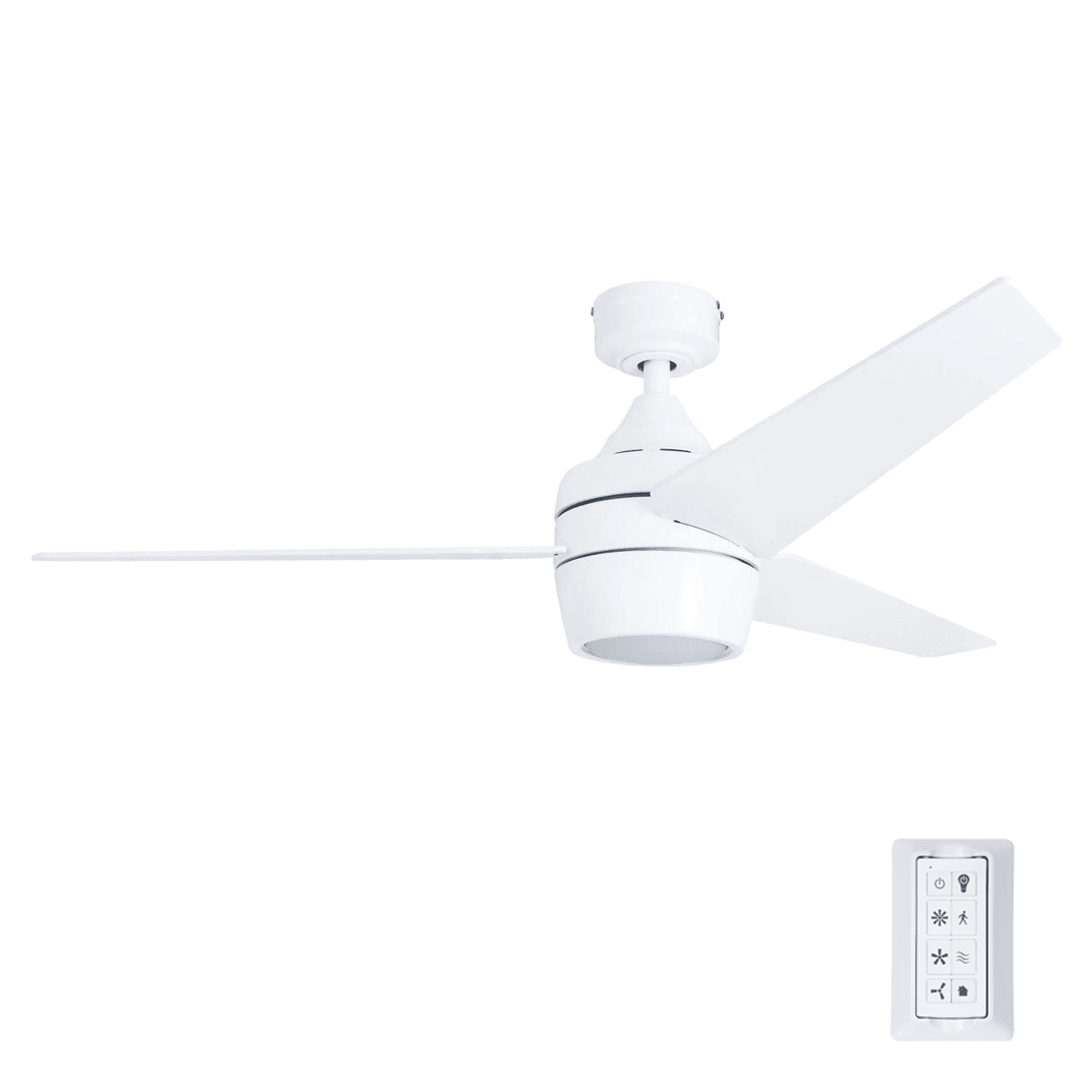 Honeywell Eamon 52" Modern Bright White Remote Control Ceiling Fan with Integrated LED Light, 3 Blade