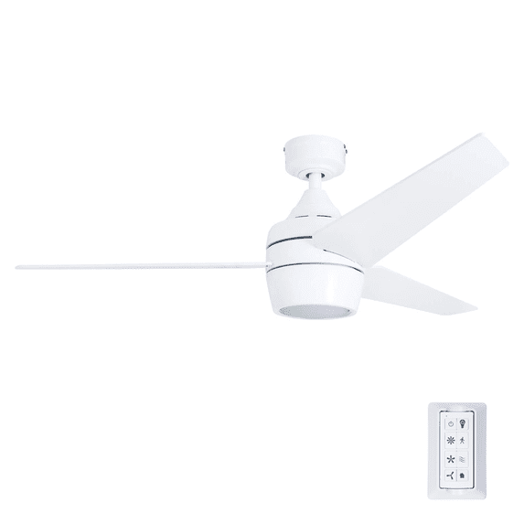 Honeywell Eamon 52" Modern Bright White Remote Control Ceiling Fan with Integrated LED Light, 3 Blade