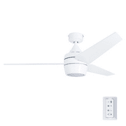 Honeywell Eamon 52" Modern Bright White Remote Control Ceiling Fan with Integrated LED Light, 3 Blade