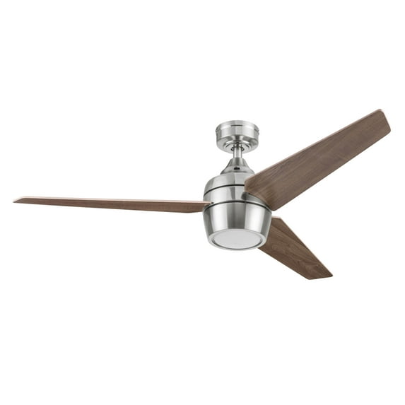 Honeywell Eamon 52" Modern Brushed Nickel Remote Control Ceiling Fan with Integrated LED Light, 3 Blade