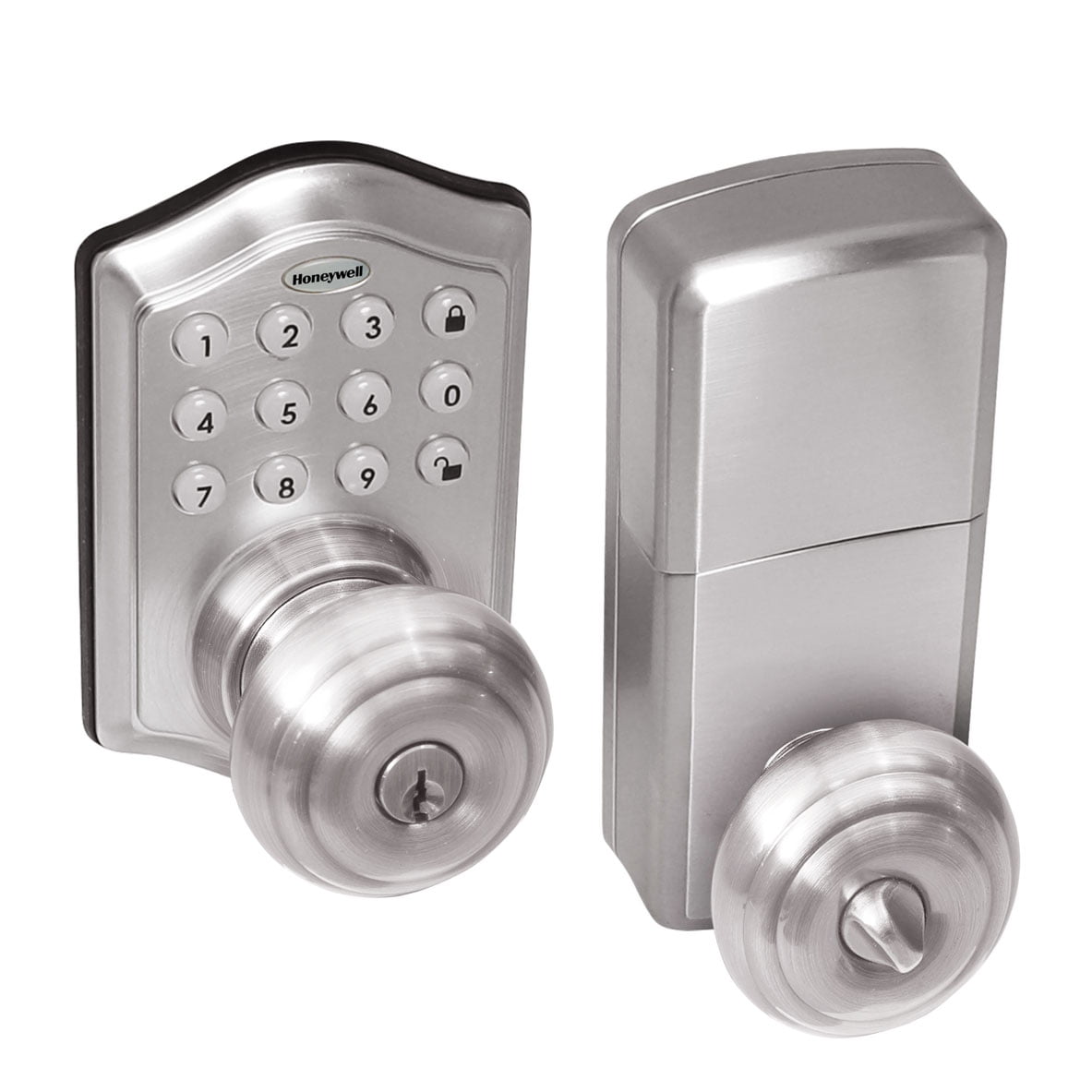 Honeywell Bluetooth Enabled Digital Door Knob Lock With Keypad, Satin  Nickel, 8832301S