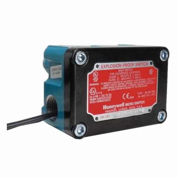 Explosion Proof Limit Switch, Roller Lever, Rotary, 2NC/2NO, 10A at 250V AC, Actuator Location: Top