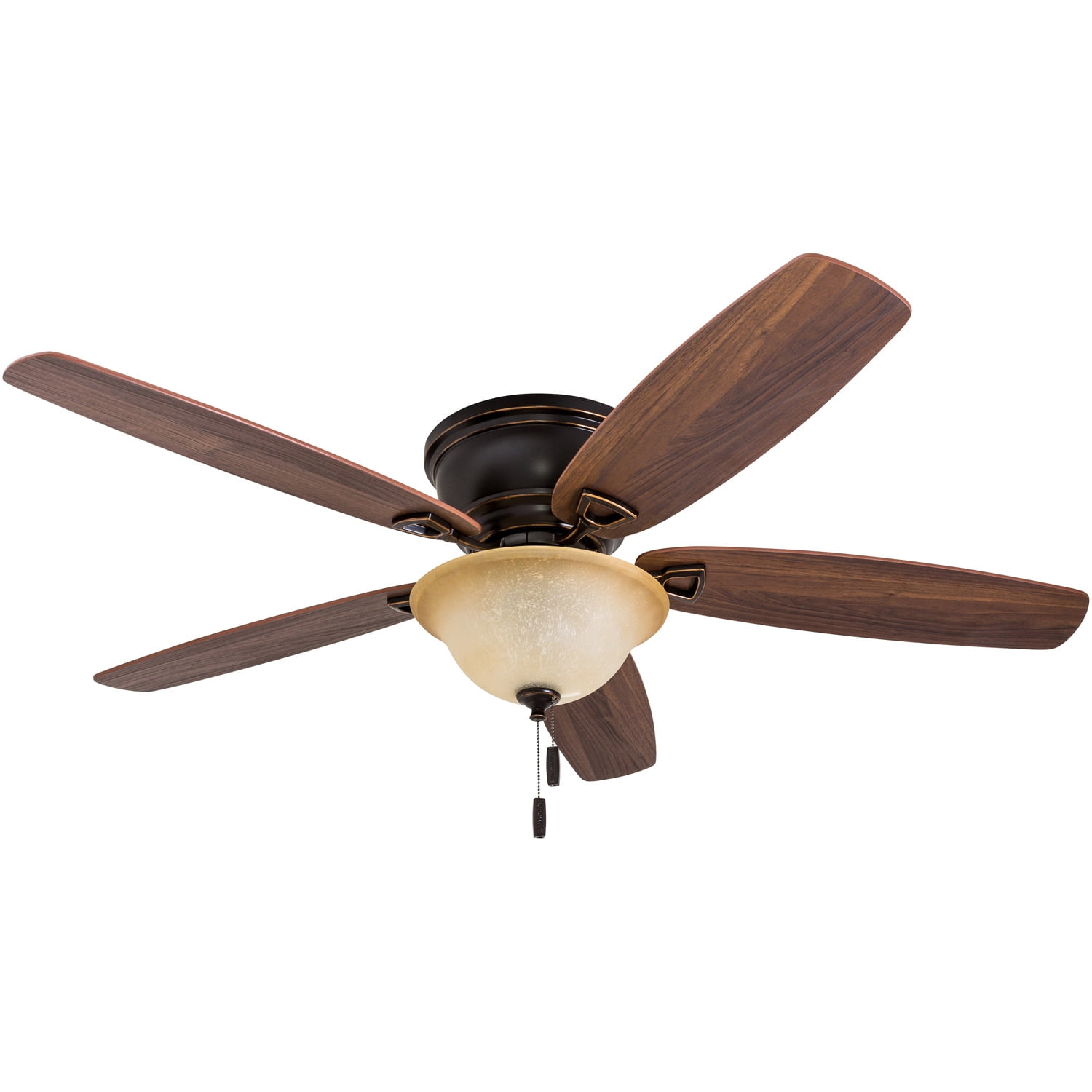 Honeywell Glen Alden 52" Bronze Low Profile Ceiling Fan with 5 Blades, Bowl Light Kit, Pull Chains & Reverse Airflow