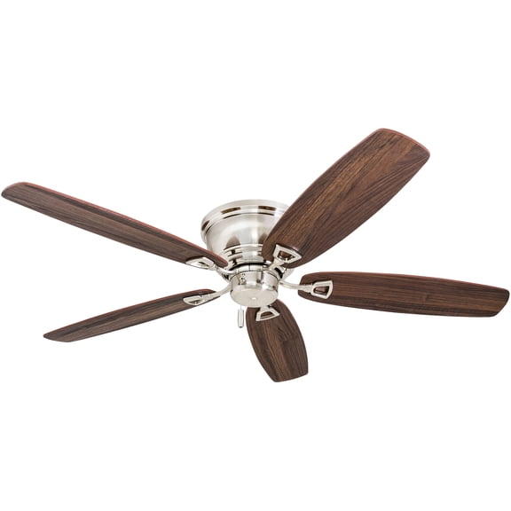 Honeywell Glen Alden 52" Nickel Low Profile Ceiling Fan with 5 Blades, Pull Chain Control & Reverse Airflow