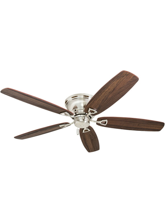 Honeywell Glen Alden 52" Nickel Low Profile Ceiling Fan with 5 Blades, Pull Chain Control & Reverse Airflow
