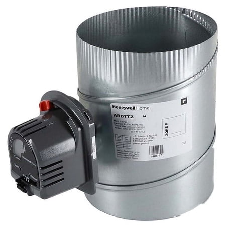Honeywell Home Round Damper,Gr/Rd/Steel,7 in. Dia. ARD7TZ
