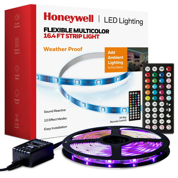Honeywell LED 16.4ft Indoor Outdoor LED Light Strip with 44 Key Remote, Multi-Color, Corded Electric
