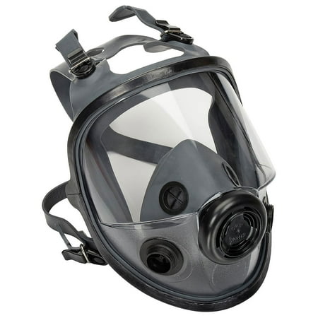 North 5400 Series Full Facepiece Elastomeric Respirator, Four Strap Headband, Dual Cartridge Connectors for N-Series. Size Medium/Large (54001)