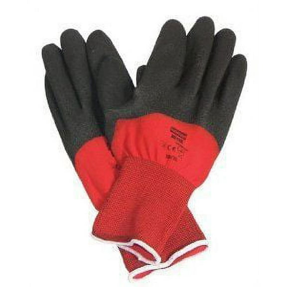 Coated Gloves, PVC, Sandy, 3/4 Dip, 4 Abrasion Level, Red, L 1 PR