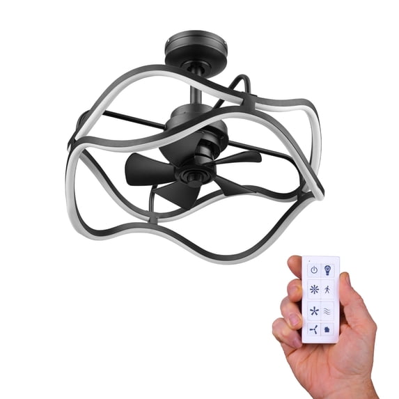 Honeywell Ormiston Fandelier 22" Black Contemporary Indoor Ceiling Fan with Lights and Remote Control, Color Changing LED, Reversible Motor