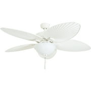 Honeywell Palm Island 52" White Tropical Ceiling Fan with 5 Palm Blades, Bowl Light Kit, Pull Chains & Reverse Airflow