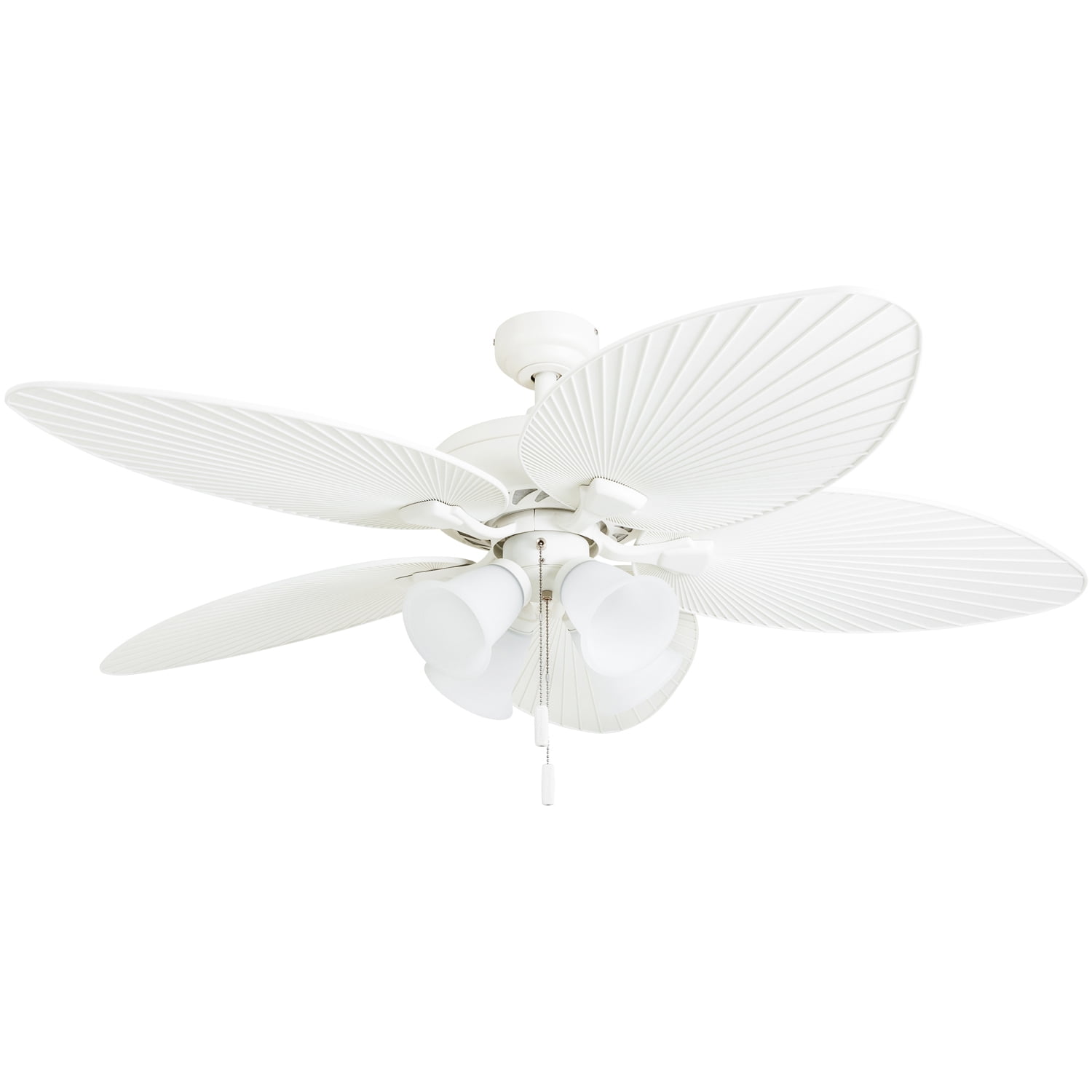 Honeywell Palm Lake 52 Inch Indoor Outdoor Ceiling Fan with Light and Pull Chain, White