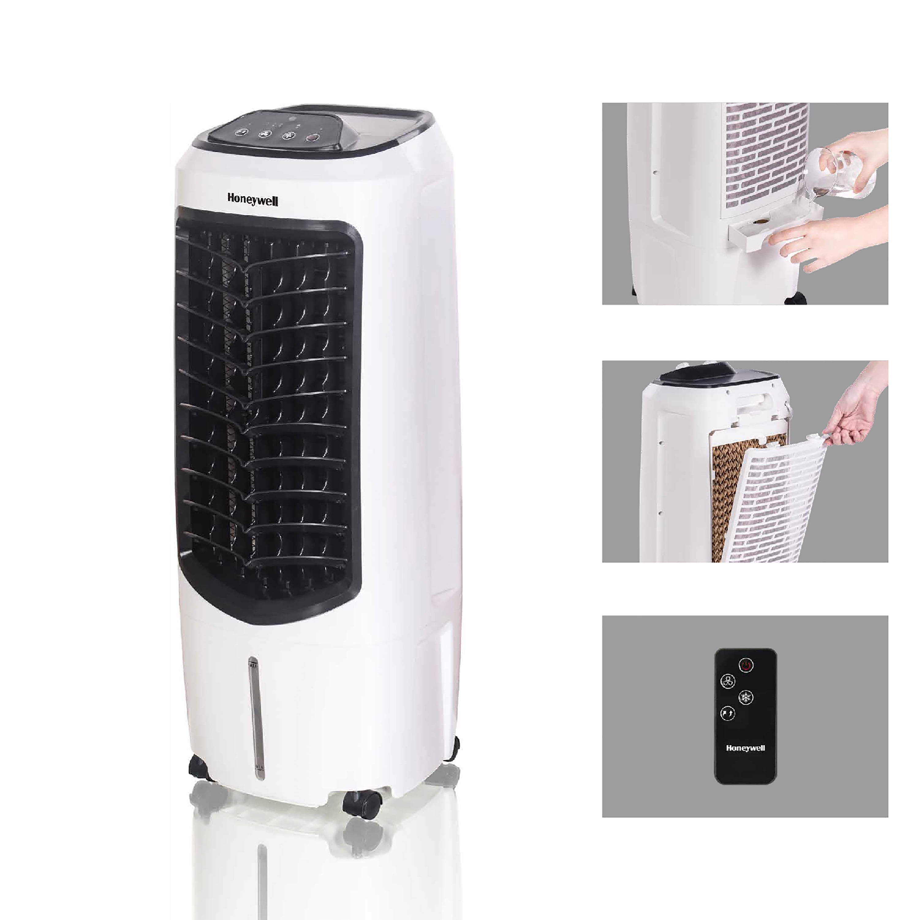 Honeywell Portable Evaporative Cooler with Fan, Humidifier u0026 Remote, 29.6 TC10PEU, White - Walmart.com honeywell portable air cooler