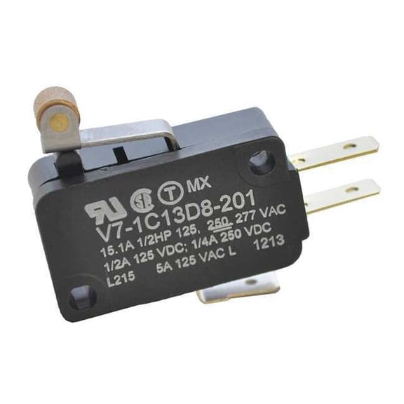 Snap Action Switch - Miniature, SPDT, Roller Lever, 15A, Quick Connect