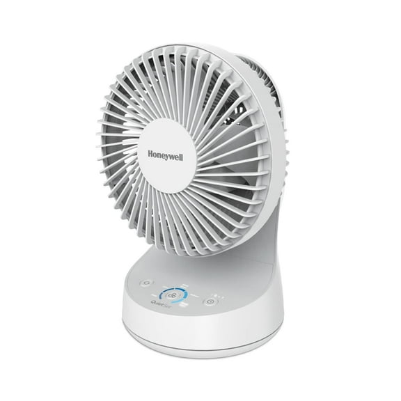 Honeywell QuietSet 9" Oscillating Table Fan, 5 Speeds, White, Small Room Fan with Quiet Operation