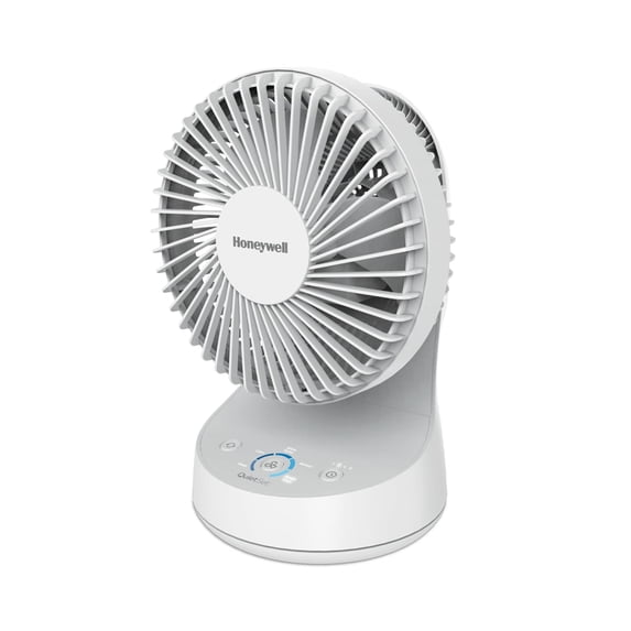 Honeywell 9 inch Bedroom White Oscillating Table Fan with QuietSet Controls, 5 Speed Settings, and Auto-Off Timer, HTF337W