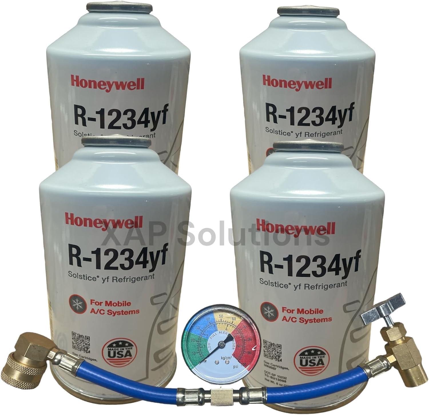 Honeywell R1234yf Solstice HFO Refrigerant MVAC 4 Cans HD Brass