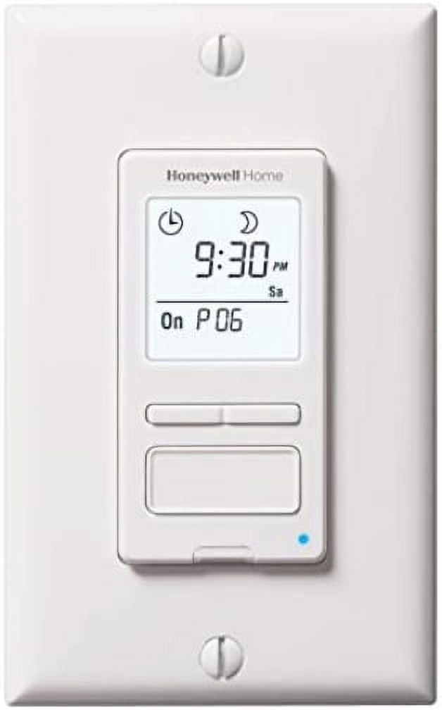 White Programmable Light Switch Timer with Large Backlit Display