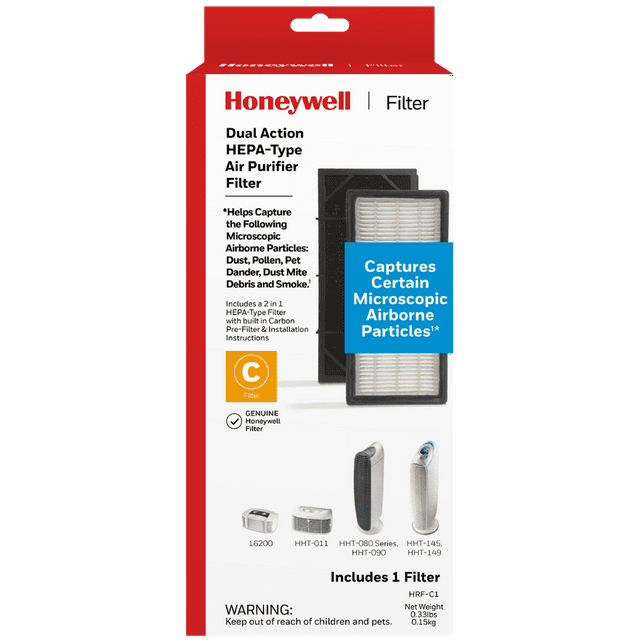Honeywell Replacement Dualaction HEPA Air Purifier C Filter, 2 Pack, 9