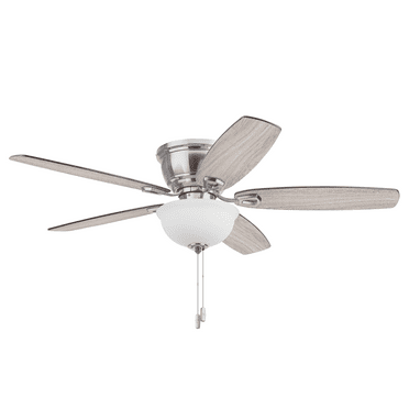 Honeywell Rockford 52" Traditional Satin Nickel Indoor Ceiling Fan with Light, Pull Chains & Reversible Motor