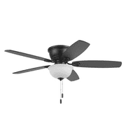 Honeywell Rockford 52" Traditional Black Indoor Ceiling Fan with Light, Pull Chains & Reversible Motor