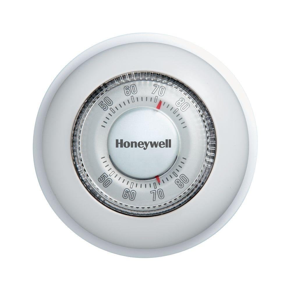 Honeywell White Round Mechanical Heating and Cooling Thermostat