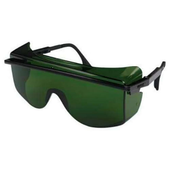 Honeywell Uvex by Shade 3.0 Safety Glasses, Scratch-Resistant, OTG, Black With Green Lens, Standard (S2508)