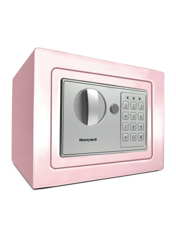 Honeywell Safes, 0.15 Cu ft, Pink Compact Steel Digital Lock Security Box Safe Electronic Key, 5605P