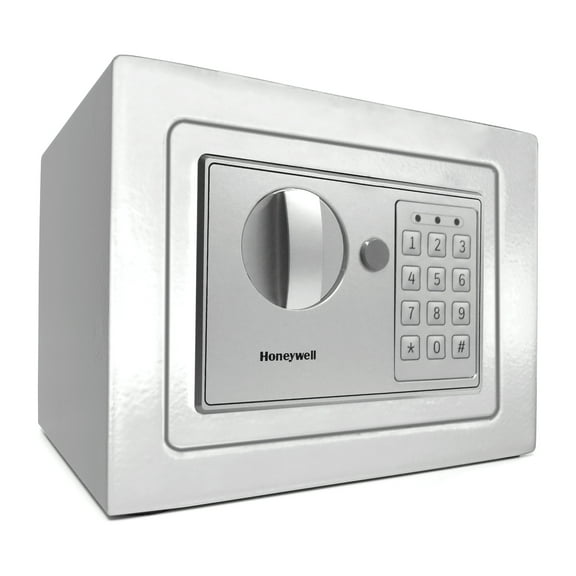Honeywell Safes, 0.15 Cu ft, White Compact Steel Digital Lock Security Box Safe with Key, 5605W