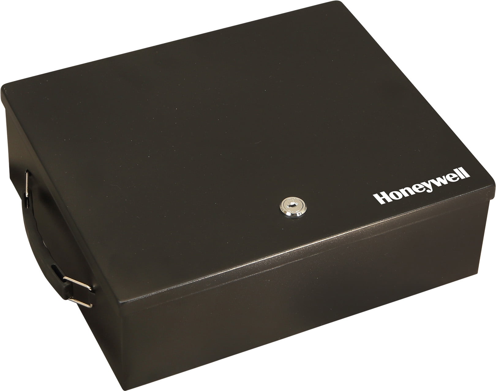 Honeywell Safes, 0.26 Cu ft. Large Black Key Locking Steel Security Cash Box with Carry Handle 6209