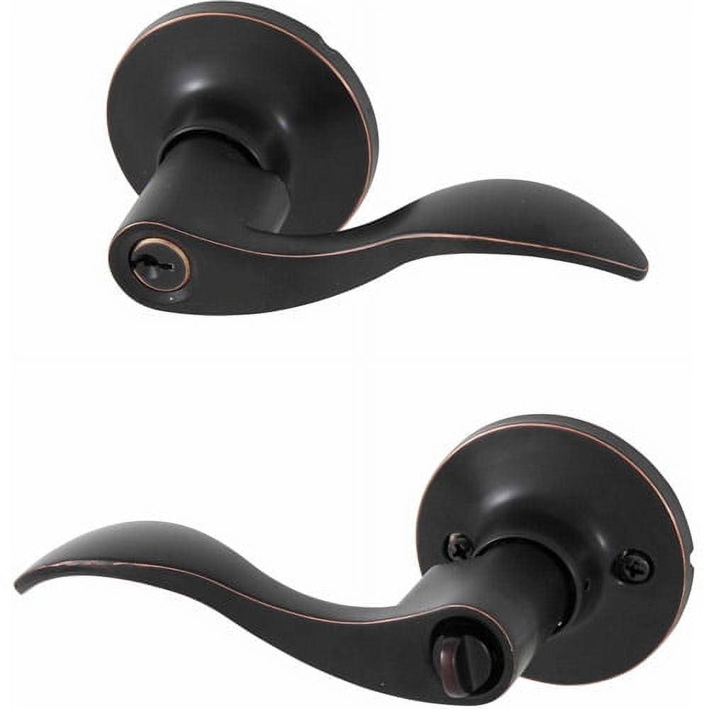 Oil Rubbed Bronze Wave Lever Entry Door Lock