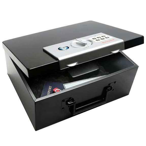 Honeywell Safes & Door Locks - Hideable Small Safe Box - Document Safety Box for Home - Steel Security Digital Code Lock for Personal Items, Jewelry, Money Safe - 0.26-CU - Black - 6108 CA2