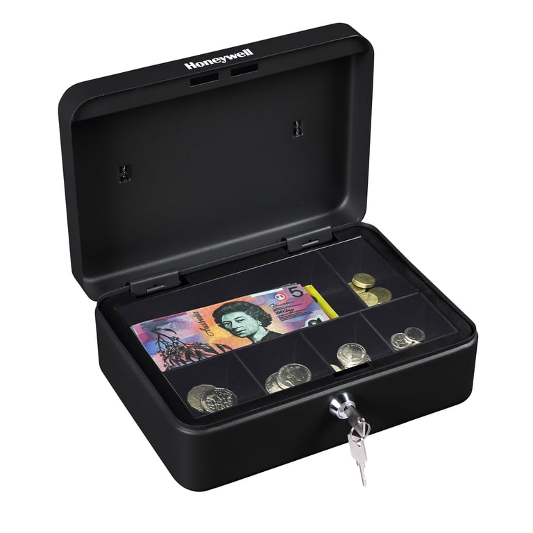   ✨英国✨２客セット✨未使用保管品✨専用BOX留め金付き Honeywell Standard Security Steel Cash Box, Money Box with Key