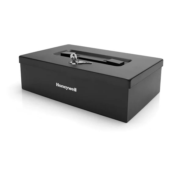Honeywell Steel Security Box Safe with Key Lock, Black