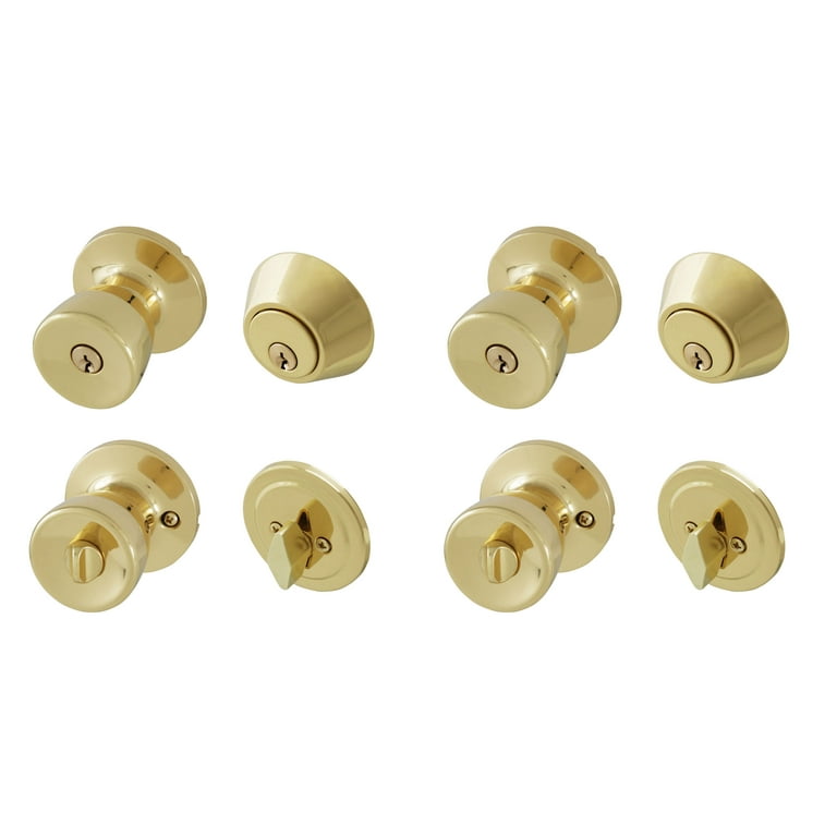Ace Tulip Polished Brass Knob and Deadbolt Set ANSI Grade 3 1-3/4 in. Ace Tulip Polished Brass Knob and Deadbolt Set ANSI Grade 3 1-3/4 in.